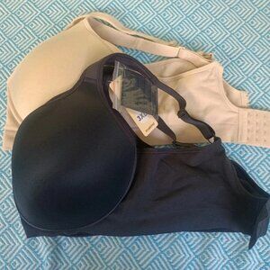 2 Truekind 3x Wireless Lift T-Shirt Bras Beige and Black 46C-48C